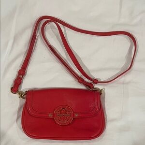 Red Leather Crossbody Tory Burch Bag